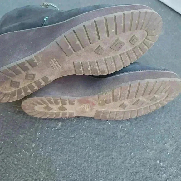 TOMS Womens Melrose Black Lace Up Nubuck Ankle Wedge Boots Size 8-1/2 - Picture 6 of 9